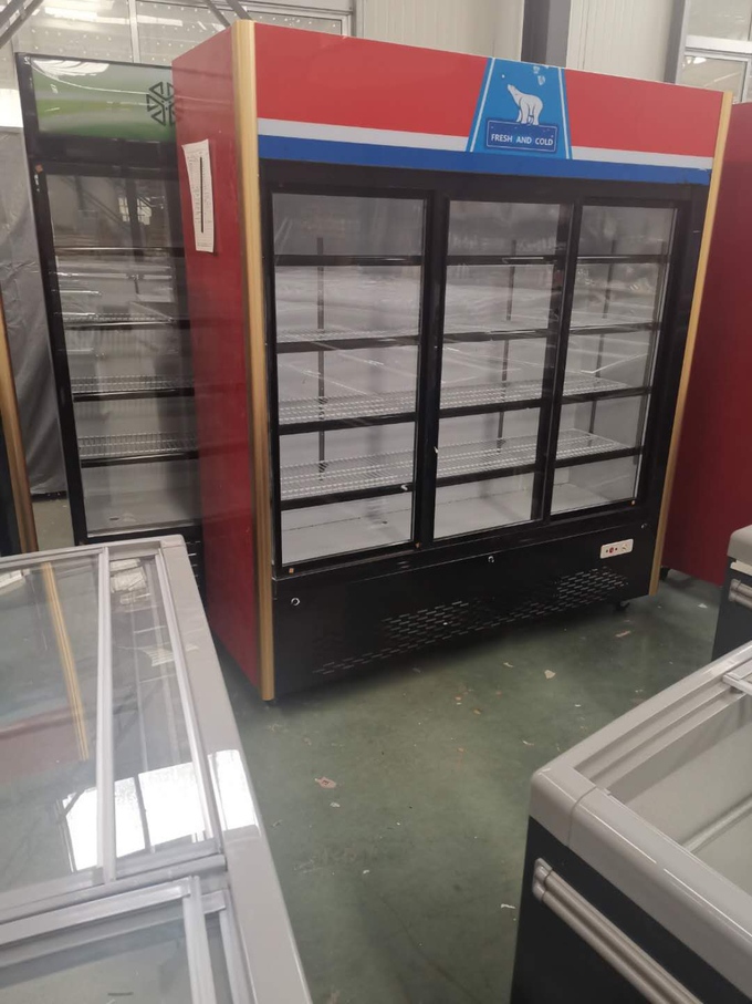 congelador de vidro da exposição da porta 1168L, 110V ao refrigerador 1 da porta 240V 3 deslizante