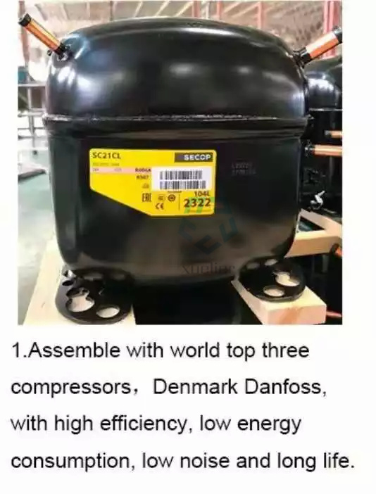 Congelador de aço inoxidável 9 da japona da porta de vidro comercial da grande capacidade de porta dobro
