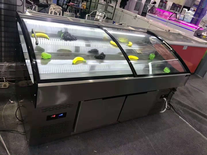 Armário comercial 2 da preservação da pesca do fruto da ordem da exposição do assado do marisco da tabela do gelo da escada