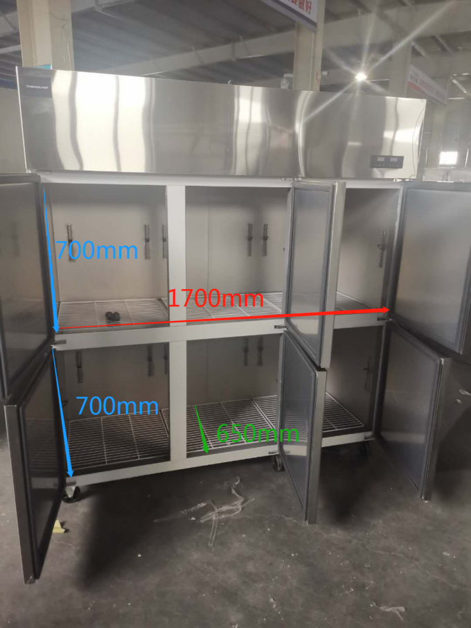 Seis congeladores demantimento de aço inoxidável 4 do gelado da carne da porta