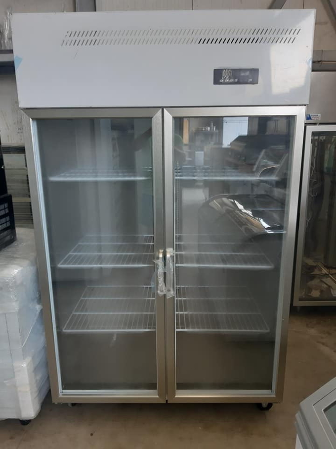 Congelador de aço inoxidável 1 da japona da porta de vidro comercial da grande capacidade de porta dobro