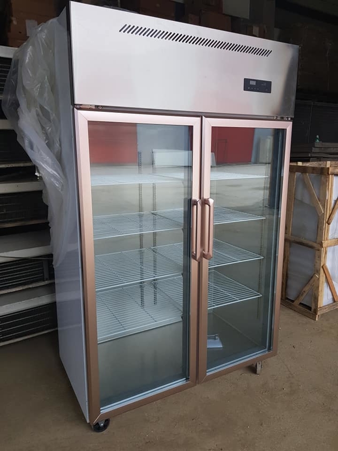 Congelador de aço inoxidável 4 da japona da porta de vidro comercial da grande capacidade de porta dobro