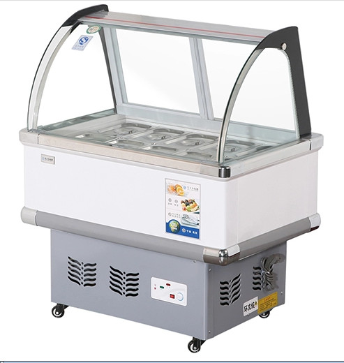 Glass Ice Cream Showcase Freezer 12 Buckets 16 Plates